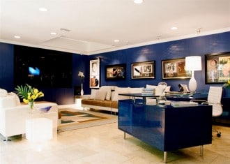 Rich Gloss Blue Walls & Desk