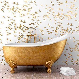 How To Turn Your Bathroom Into A Golden Oasis - Gold Coloured Bath - Image From Cutting Edge Stencils