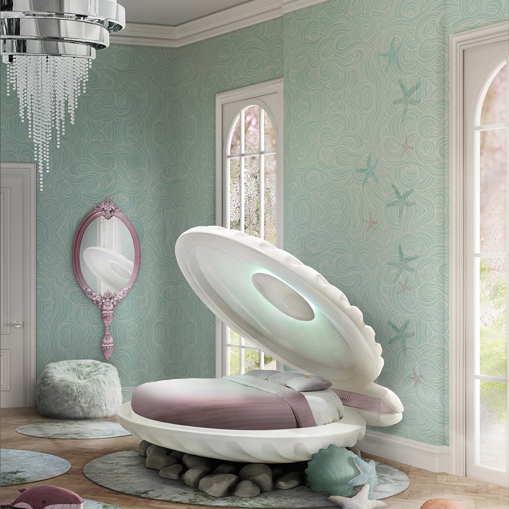Create A Fairytale-Themed Bedroom For Your Child - Little Mermaid Shell Bed - Image By CuckooLand.com