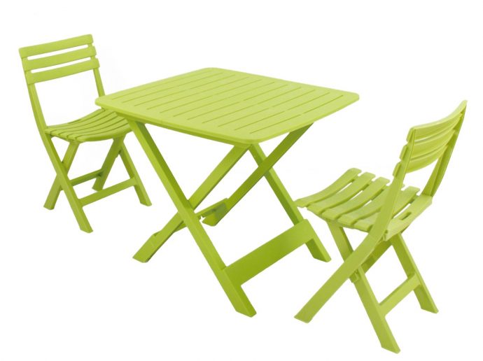 BRESCIA Lime folding table and chairs