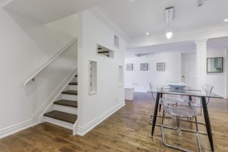Modern white basement conversion