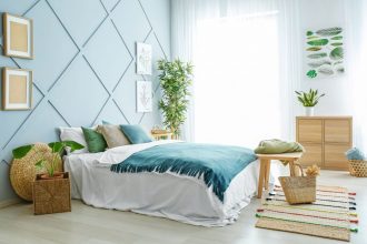 White and blue bedroom
